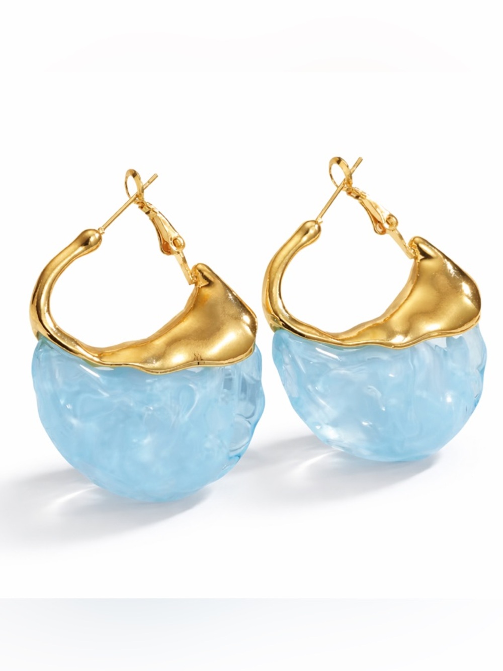 Baby Blue Acrylic Hoop Earrings